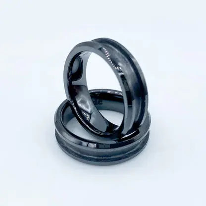 Ceramic single channel ring for custom ring inlays