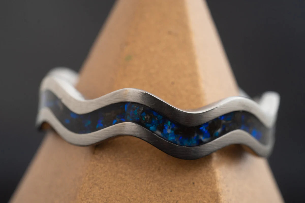 Leviathan Wave Resin Jewelry | Titanium Wave-Ring WildBeard Forge