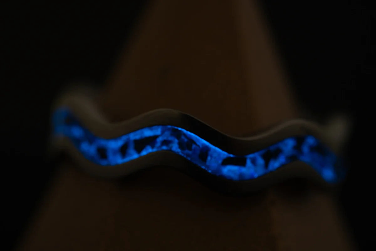 Leviathan Wave Resin Jewelry | Titanium Wave-Ring WildBeard Forge