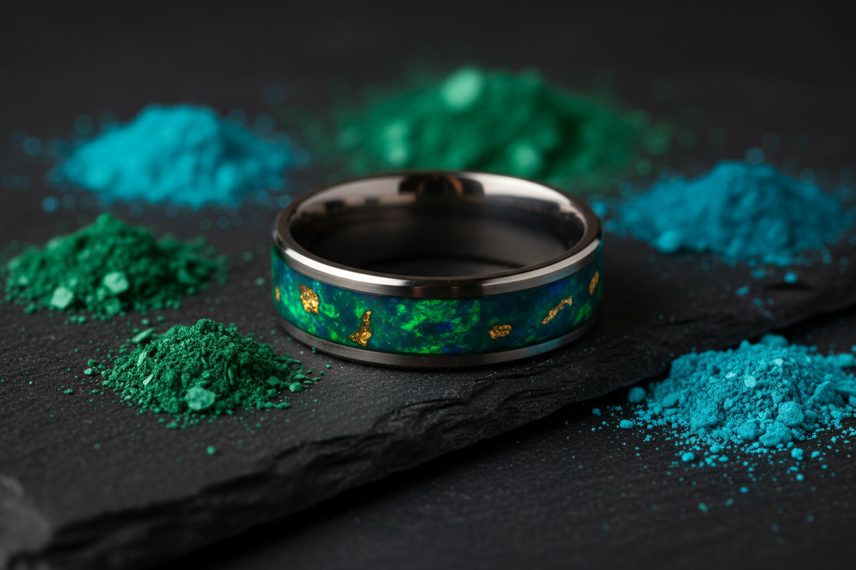 Emerald Green Opal Ring with Gold for custom rings by WildBeard Forge in Colorado