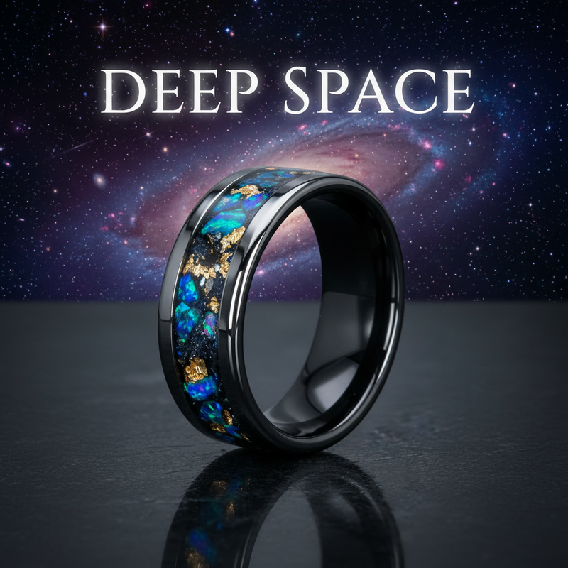 Deep Space galaxy resin ring with cosmic nebula - branded space-themed jewelry