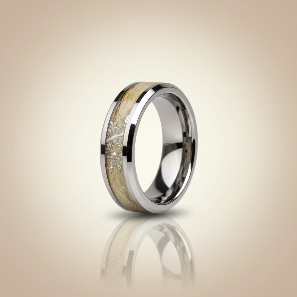 Pet memorial ring with ashes and hair inlay - professional remembrance jewelry