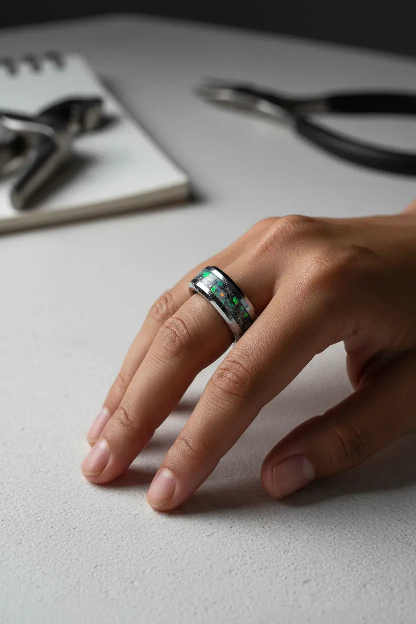 Bespoke custom ring on hand - personalized handcrafted jewelry