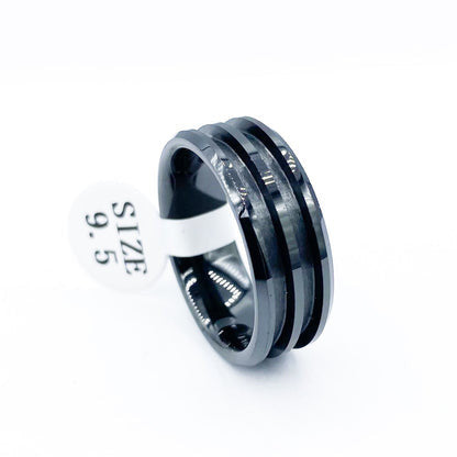 Ceramic double channel ring for custom ring inlays